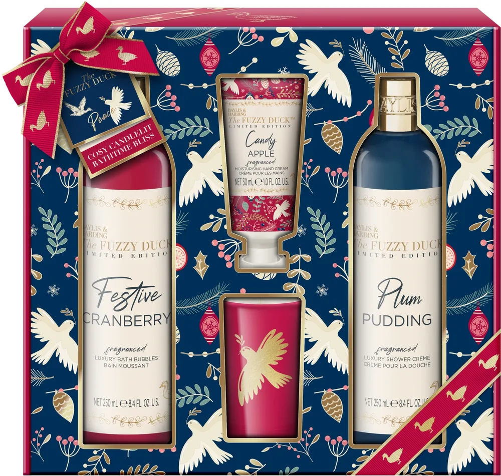 Набор Baylis & Harding The Fuzzy Duck Winter Wonderland пена для ванны 250 мл крем-гель для душа 250 мл крем для рук 30 мл и ароматическая свеча 60 г