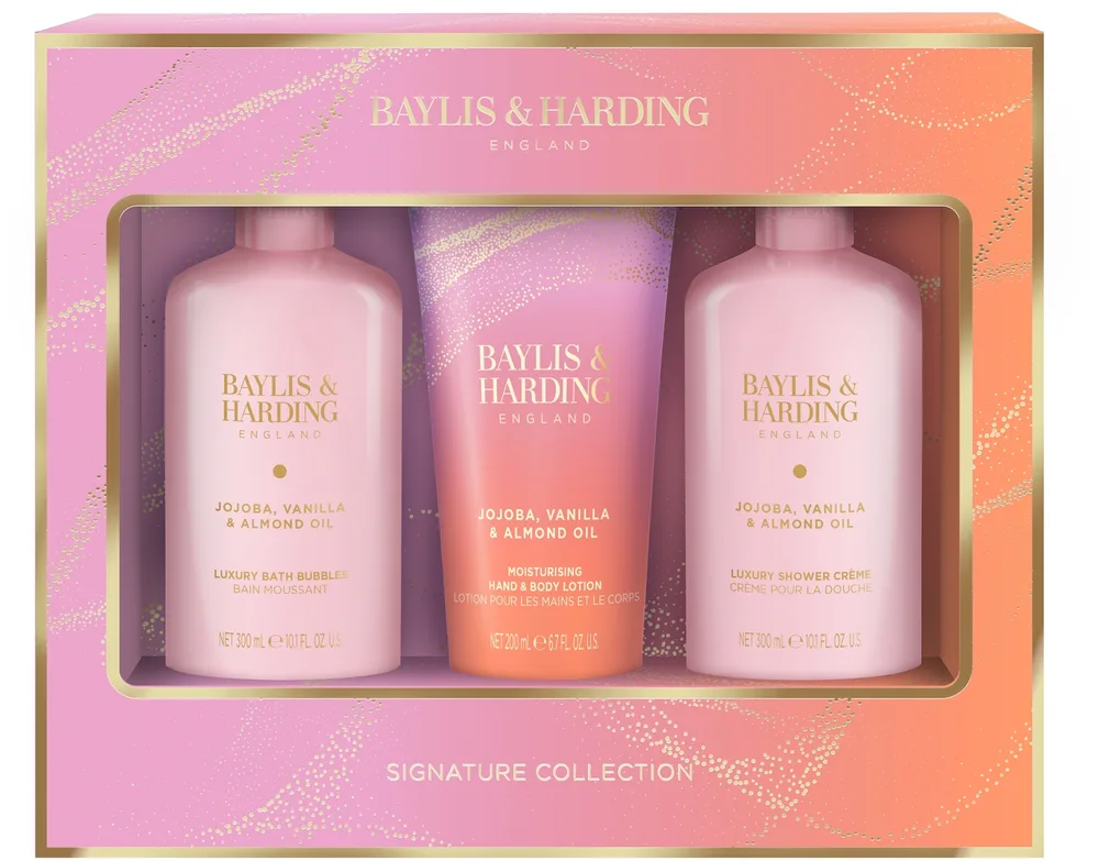 Набор Baylis & Harding Jojoba Vanilla & Almond Oil пена для ванны 300 мл лосьон 200 мл и крем-гель для душа 300 мл