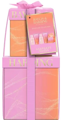 Набор Baylis & Harding Jojoba Vanilla & Almond Oil гель 100 мл пена 100 мл лосьон 50 мл скраб 50 мл кристаллы 25 г и мочалка