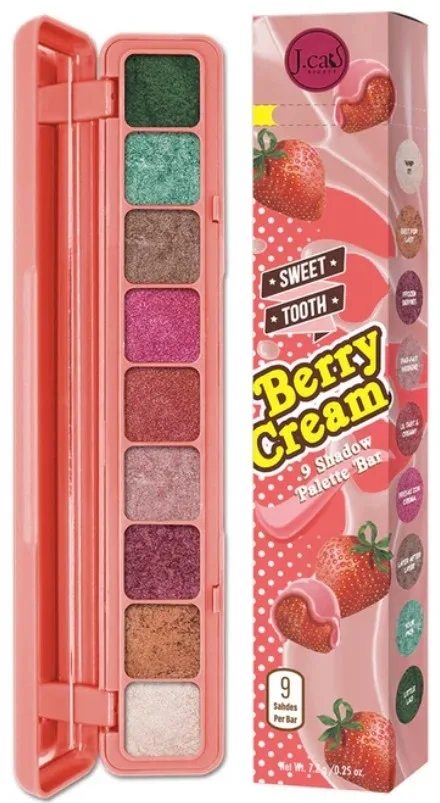 Палетка теней для век J.Cat Beauty Sweet Tooth 9 Shadow Palette Bar на девять оттенков, 7,2 г, оттенок 101 - Berry Cream