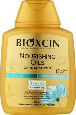 Шампунь Bioxcin Nourishing Oils с 9 цветочными маслами, пантенолом и комплексом BioComplex B11, для сухих волос, 300 мл, Турция