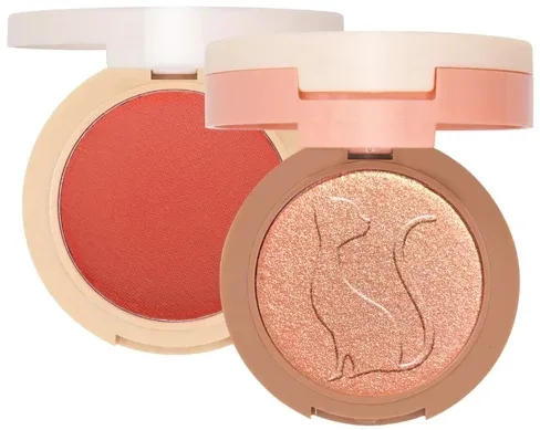 Румяна и хайлайтер для лица J.Cat Beauty 2In1 Piece Of Cake 2 в 1, в одном компакте, 12,1 г, оттенок 103 - Mcflirty