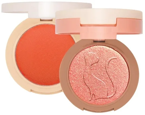 Румяна и хайлайтер для лица J.Cat Beauty 2In1 Piece Of Cake 2 в 1, в одном компакте, 12,1 г, оттенок 106 - See You Tomato