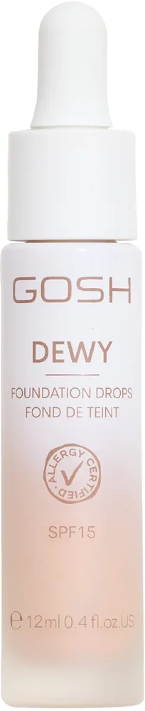 Gosh Copenhagen Podkład do twarzy - Тональные капли Gosh Dewy Foundation Drops сияющие SPF 15, 12 мл, оттенок 004 - Fair
