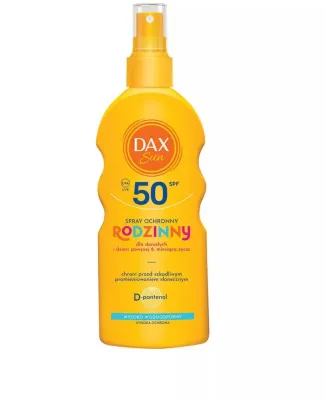 Спрей для тела DAX Sun SPF50 солнцезащитный семейный водостойкий с пантенолом 200 мл