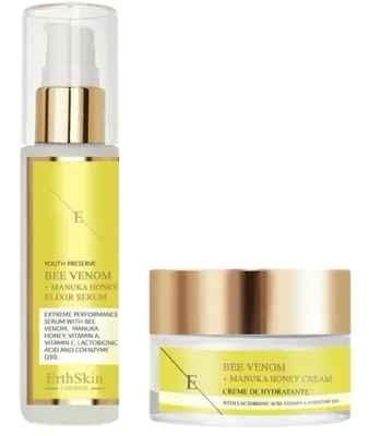 Набор для лица ErthSkin London Bee Venom пчелиный яд и мед манука крем и сыворотка с коэнзимом Q10 для зрелой кожи 50+60 мл