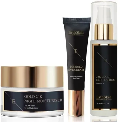 Набор ErthSkin London 24k Gold сыворотка 60 мл ночной крем 50 мл и крем для области вокруг глаз 15 мл