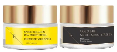 Набор кремов для лица ErthSkin London 24k Gold ночной и дневной SPF50 с коллагеном и золотом для зрелой кожи 2x50 мл