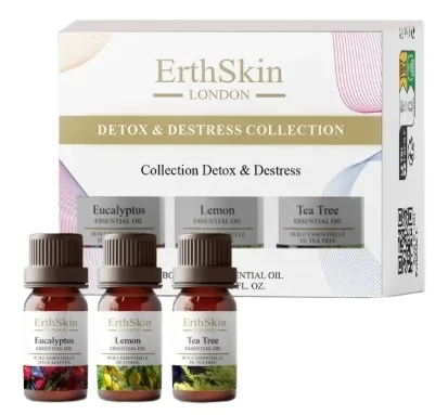 Набор эфирных масел для диффузора ErthSkin London Detox And Destress чайного дерева лимона и эвкалипта 3 шт по 10 мл