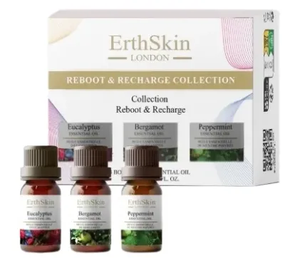 Набор эфирных масел для диффузора ErthSkin London Reboot And Recharge эвкалипта бергамота и мяты перечной 3 шт по 10 мл