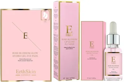 Набор ErthSkin London Rose Blossom блеск для губ с эффектом объема масло для лица и патчи с розой 8+30 мл