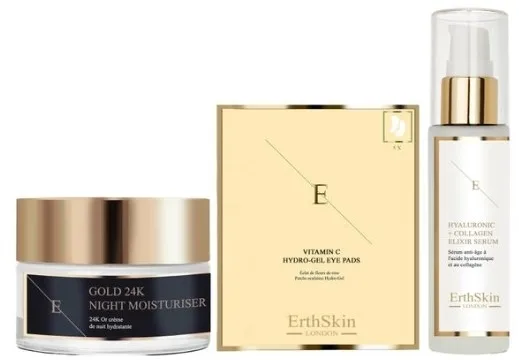 Набор для лица ErthSkin London You Look Amazing ночной крем с золотом сыворотка с коллагеном и патчи с витамином С для зрелой кожи 50+60 мл