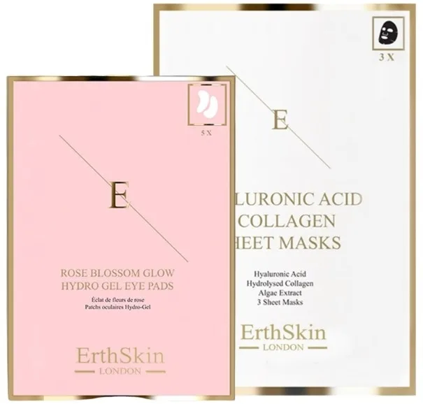 Набор для лица ErthSkin London три тканевые маски с гиалуроновой кислотой и коллагеном и патчи для глаз