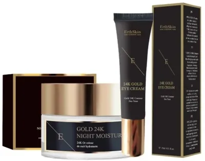 Набор для лица ErthSkin London 24k Gold ночной крем и крем для глаз с золотом и ниацинамидом для зрелой кожи 50+15 мл