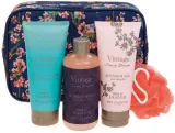 Набор Technic Cosmetics Vintage Cherry Blossom пена для ванны 300 мл гель для душа 200 мл лосьон 200 мл губка и косметички 2 шт — фото 2