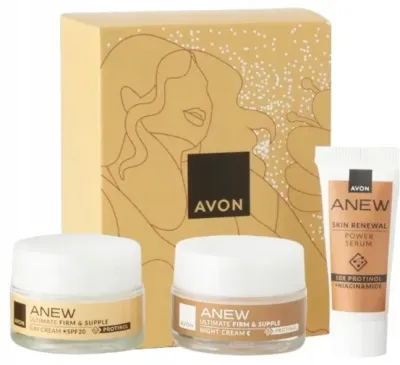 Набор для лица Avon Anew Ultimate дневной SPF20 ночной крем и сыворотка с Protinol для зрелой кожи 15+15+10 мл