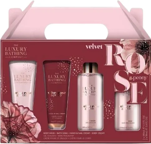 Набор Grace Cole Velvet Rose And Peony крем для тела 50 мл крем для рук 50 мл соль для ванны 100 мл и гель для душа 100 мл