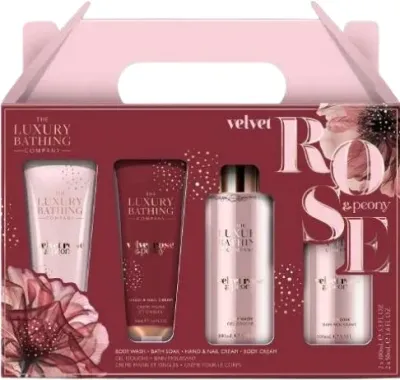 Набор Grace Cole Velvet Rose And Peony крем для тела 50 мл крем для рук 50 мл соль для ванны 100 мл и гель для душа 100 мл