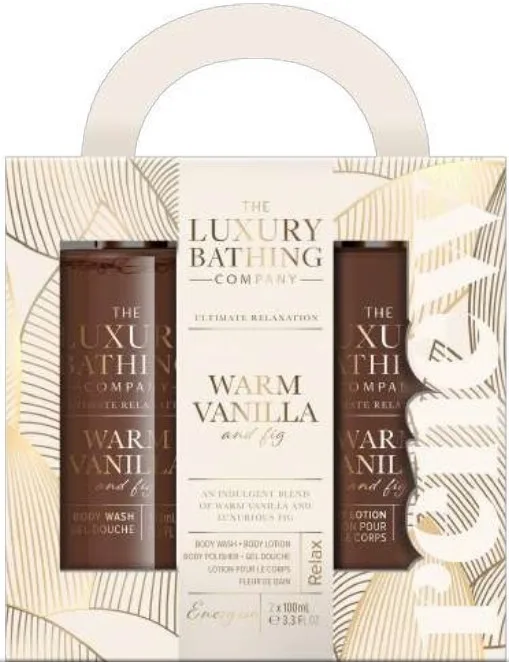 Набор для душа Grace Cole The Luxury Bathing Warm Vanilla and Fig Glamorous Glow гель для душа 100 мл лосьон для тела 100 мл мочалка
