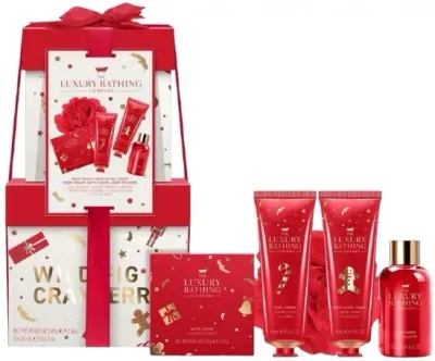 Набор Grace Cole Wild Fig & Cranberry гель для душа 50 мл крем для тела 50 мл крем для рук 50 мл жемчужины для ванны 80 г и мочалка