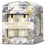 Набор Grace Cole Bergamot Ginger & Lemongrass лосьон для тела 100 мл гель для душа 100 мл и мочалка — фото 1