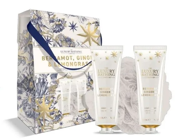 Набор Grace Cole Bergamot Ginger & Lemongrass Perfect Night In крем для тела 100 мл гель для душа 100 мл и мочалка