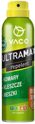 Спрей для тела Vaco UltraMax Deet 30% от клещей комаров и мошек защита до 8 часов 170 мл