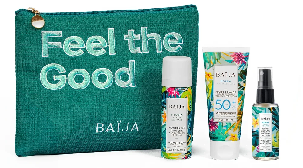 Набор для тела Baija Moana пенка для душа солнцезащитный флюид SPF50+ и мерцающий спрей 50+50+30 мл