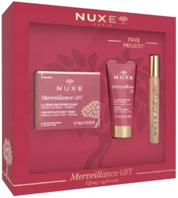 Набор для лица Nuxe Merveillance Lift ночной крем крем-пудра и сухое масло со скваланом для зрелой кожи 50+15+8 мл