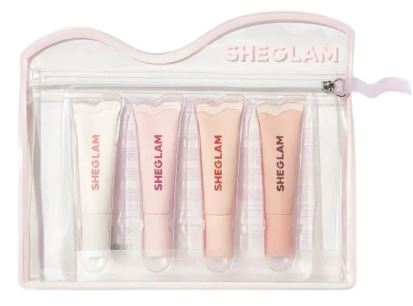 Набор блесков для губ Sheglam Crystal Glaze четыре увлажняющих блеска с маслом ши и косметичка 4x10 мл