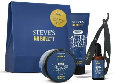 Steve?s No Bull***t Steve?s No Bull***t Old School Shaving Box * - Мужской набор для бритья Steve's Old School бальзам крем масло шаветт и лезвия с маслом овса уценка