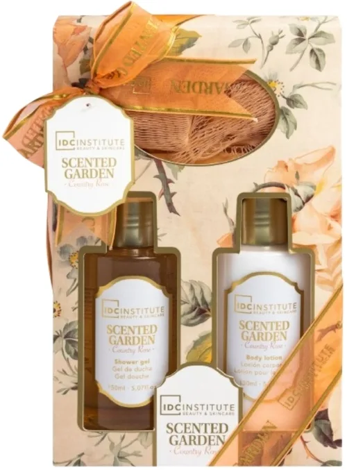 Набор IDC Institute Scented Garden Country Rose гель для душа 150 мл лосьон для тела 150 мл и губка