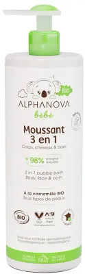 Пенящийся гель 3 в 1 для тела и волос Alphanova Bebe Bio детский, 400 мл