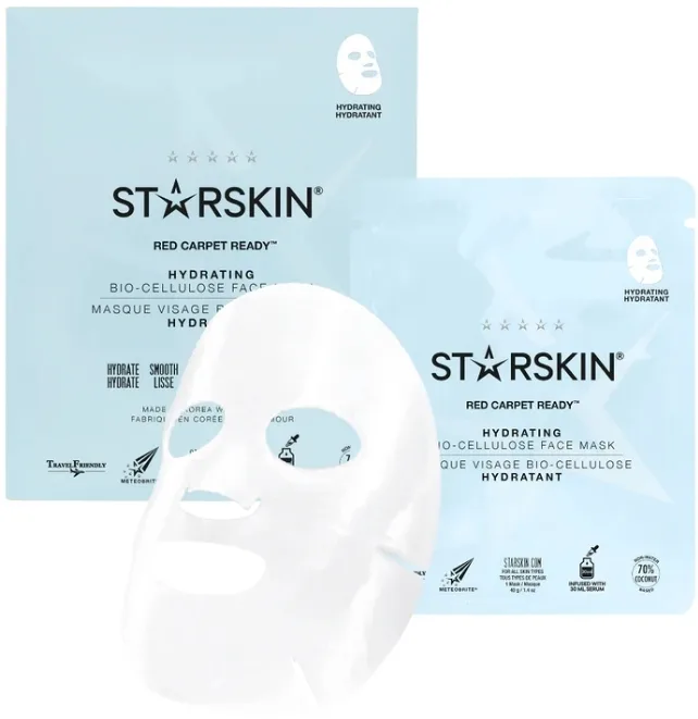 Увлажняющая биоцеллюлозная маска для лица Starskin Red Carpet Ready с аминокислотами и водорослями, 40 г