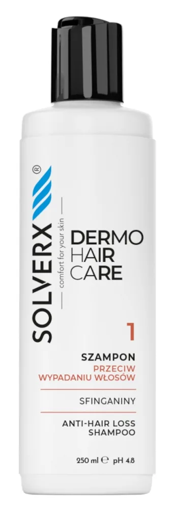 Шампунь против выпадения волос Solverx Dermo Hair со сфинганином и кофеином, Шаг 1, 250 мл