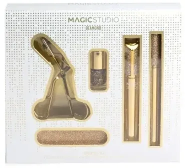Набор Magic Studio Diamond Lash & Nail тушь для ресниц жидкая подводка щипцы для ресниц золотистый лак и пилка для ногтей