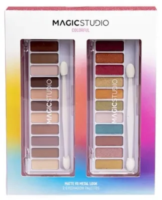 Набор палеток теней для век Magic Studio Colorful Matte vs Metal матовая и металлическая по 10 оттенков