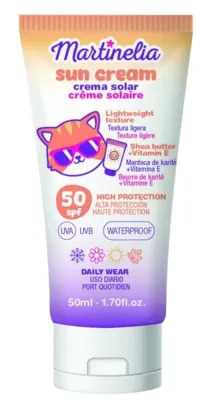 Крем солнцезащитный детский Martinelia Sun Cream SPF 50 водостойкий алоэ 50 мл