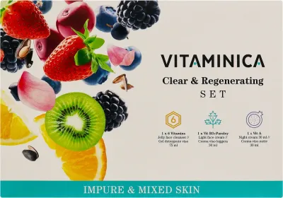 Набор для лица Bioearth Vitaminica гель для умывания и два крема с витаминами киви и алоэ 75+2x30 мл