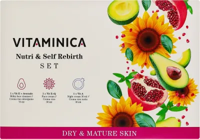 Набор Bioearth Vitaminica молочко для умывания 75 мл дневной крем 30 мл и ночной крем 30 мл