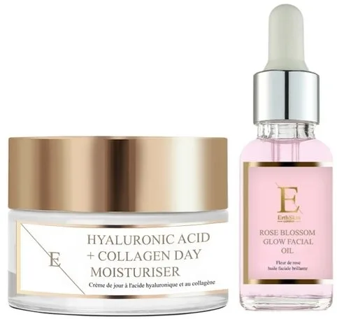 Набор для лица ErthSkin London Rose Glow дневной крем с коллагеном и масло с розой и гиалуроновой кислотой 50+30 мл
