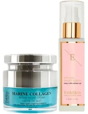 Набор ErthSkin London сыворотка EGF Youth-Cell 60 мл и ночной крем Marine Collagen 50 мл