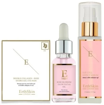 Набор для лица ErthSkin London Rose Blossom сыворотка EGF масло с розой и патчи с коллагеном 60+30 мл