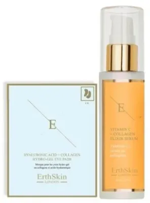 Набор для лица ErthSkin London Vitamin C сыворотка с витамином С коллагеном и патчи для глаз 60 мл