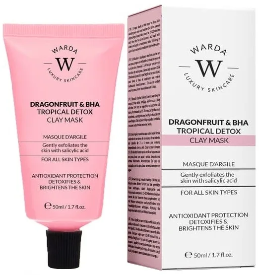 Детоксицирующая глиняная маска для лица Warda Dragonfruit & BHA Tropical Detox с салициловой кислотой, 50 мл