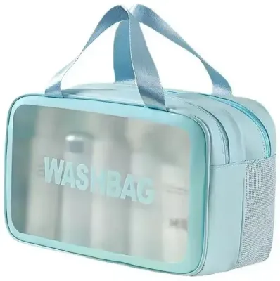 Косметичка Top Choice Washbag 99601 дорожная синяя экокожа два отделения 26х14х12 см