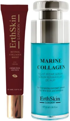 Набор для лица ErthSkin London Marine Collagen ночная сыворотка и крем для глаз с ретинолом для зрелой кожи 30+20 мл