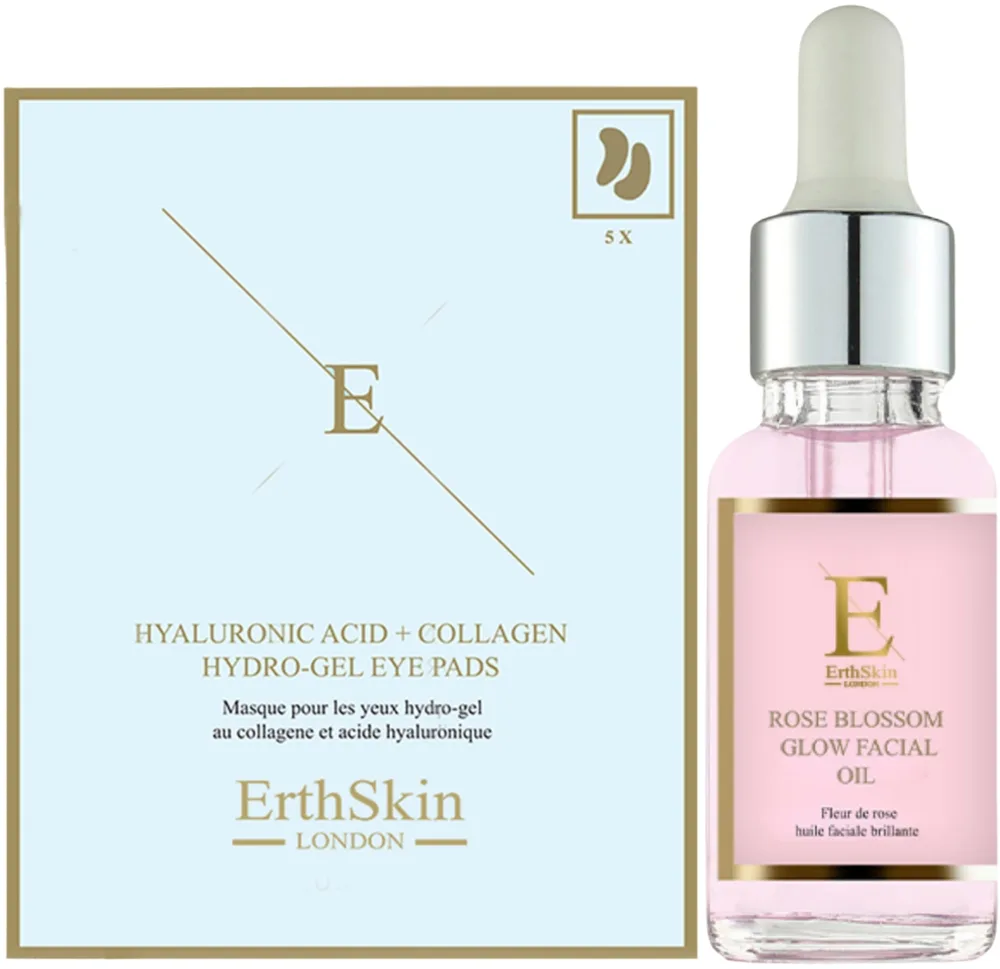 Набор для лица ErthSkin London Rose Blossom масло с розой и три маски с гиалуроновой кислотой и коллагеном 30 мл