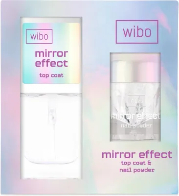 Набор для ногтей Wibo Mirror Effect зеркальная пудра и топ для зеркального эффекта 8.5 мл