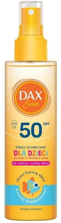 Спрей для тела DAX Sun SPF50 детский солнцезащитный прозрачный для влажной кожи 150 мл
